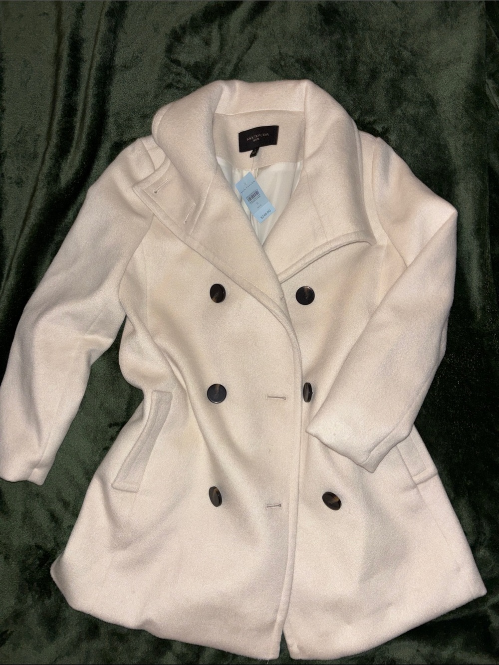 Ann Taylor Ivory Double-Breasted Peacoat